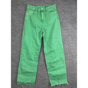 BLANKNYC Jeans Womens 27 Green The Baxter Ribcage Straight Leg Raw Hem Cotton